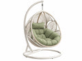 Hangstoel 110 x 110 x 195 cm wit en groen - gevlochten zitting met metalen standaard