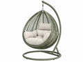 Hangstoel 105 x 105 x 195 cm groen/beige metalen standaard gevlochten kunststof modern