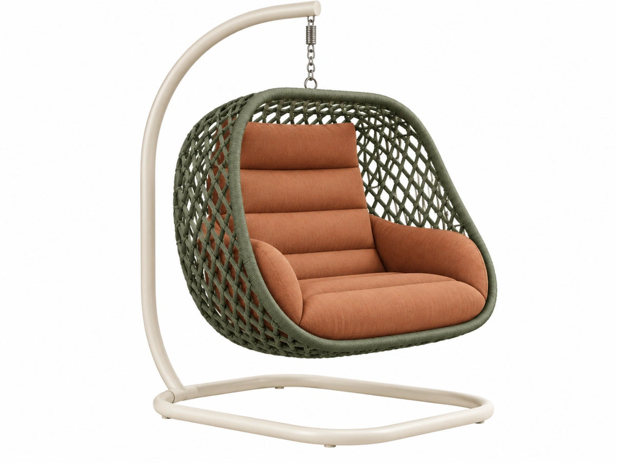 Hangstoel 120 x 100 x 195 cm - groen terracotta gevlochten kunststof met metalen standaard