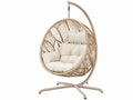 Hangstoel 105 x 105 x 195 cm beige gevlochten rotan met metalen standaard