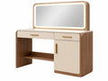 Kaptafel 120 x 50 x 140 cm houtlook crème met verlichte spiegel en opbergruimte