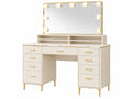 Kaptafelset 140 x 50 x 150 cm wit en goud met verlichte spiegel