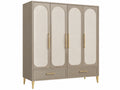 Kledingkast 160 x 55 x 200 cm taupe en gebroken wit met 4 deuren en 2 laden