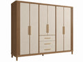 Kledingkast 240 x 60 x 220 cm - houtlook beige/bruin - moderne opbergkast met 6 deuren en 3 laden