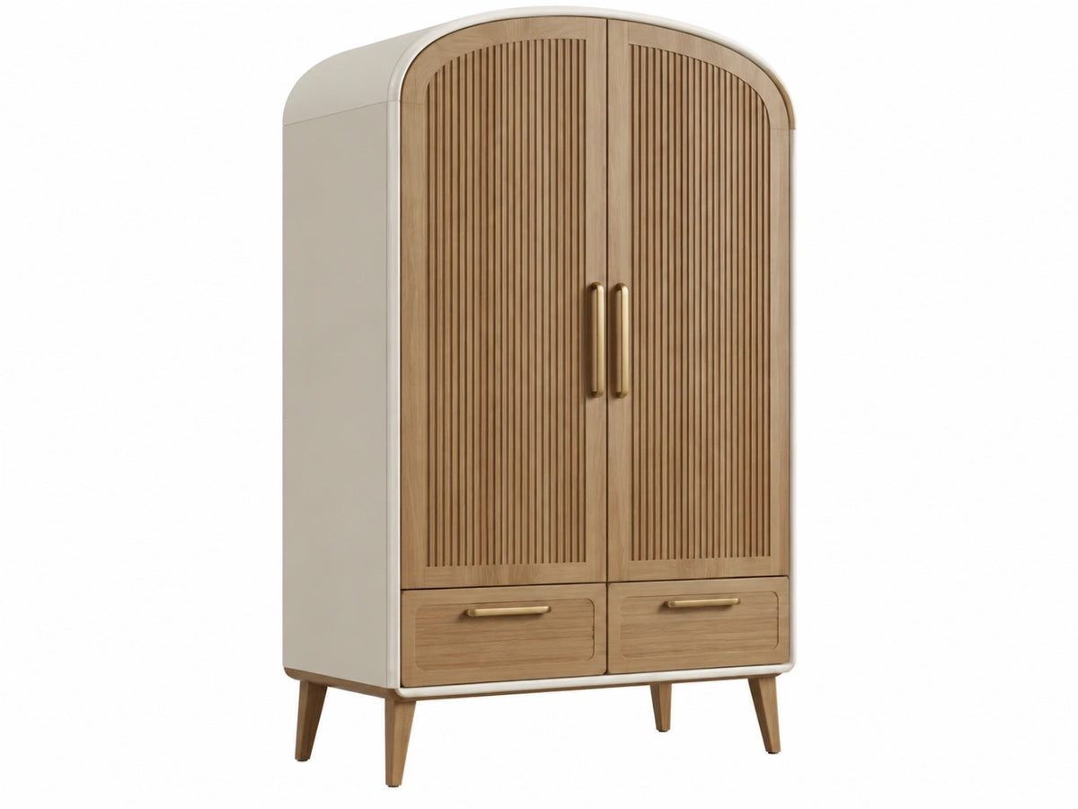 Kledingkast 100 x 55 x 190 cm hout beige met 2 deuren en 2 laden