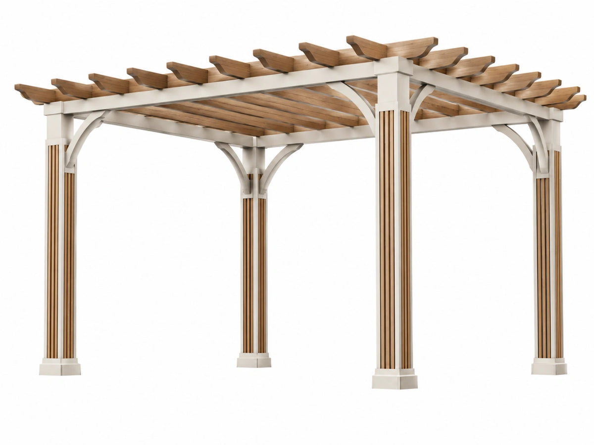 Pergola 400 x 300 x 250 cm hout wit/naturel - open latten dak voor tuin