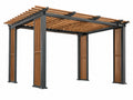 Pergola 300 x 300 x 240 cm met metalen frame en houten latten zwart/bruin - open latten dak voor tuin
