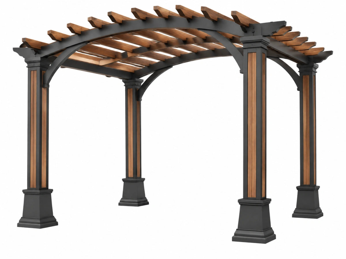 Pergola 400 x 300 x 250 cm hout en metaal bruin zwart voor tuin klassiek