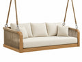Hangbank 180 x 80 x 70 cm hout beige met touw - bohemian buitenzitbank