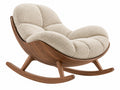 Schommelstoel 100 x 82 x 90 cm crème boucléstof en hout - loungefauteuil